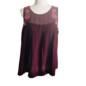 American Eagle XL Blouse Tank Top Floral Sheer